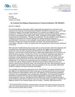 June 11, 2012 FinCEN P. O. Box 39 Vienna, VA 22183 Re