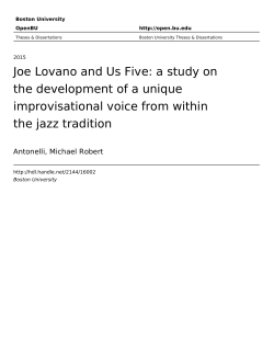 Joe Lovano and Us Five: a study on the development of a unique