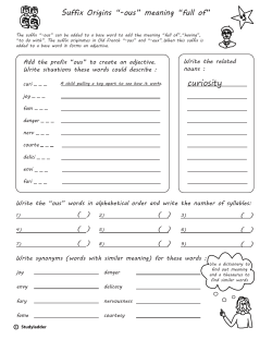 Suffix Origins -ous Year 5