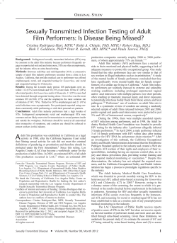 Sexually Transmitted Infection Testing of Adult Film Performers: Is
