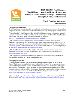2015&ndash;2016 NC Final Exams of World History, American History I