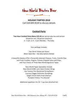 HOLIDAY PARTIES 2010 Call 518 694 0520 to discuss details