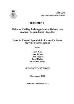 Hallman Holding Ltd (Appellant) v Webster and another