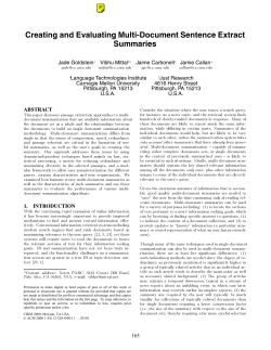 Creating and Evaluating Multi-Document Sentence Extract Summaries