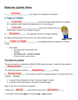 Stimulus Internal External Response Fight or Flight Homeostasis
