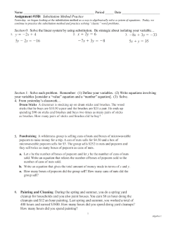 Name Period _____ Date Assignment #15D: Substitution Method Pr