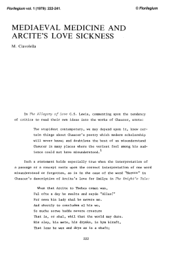 mediaeval medicine and arcite`s love sickness