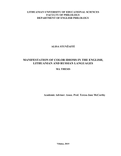 manifestation of color idioms in the english, lithuanian and russian