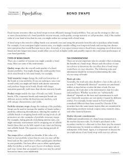 bond swaps - Piper Jaffray