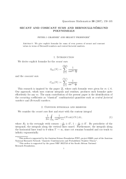 secant and cosecant sums and bernoulli