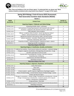 Spring 2014 Biology 1 EOC Assessment Content Focus Report
