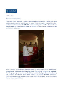26th May 2016 Dear Parents and Guardians, The