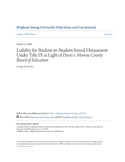 Liability for Student-to-Student Sexual Harassment Under Title IX in