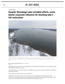 Daily Orange &ndash; Despite Onondaga Lake remedial efforts, some