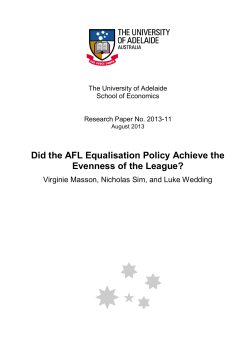 Did the AFL Equalisation Policy Achieve the Evenness of the League?