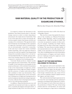 raw material quality in the production of sugarcane ethanol