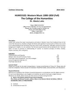 HUMS 3102 Fall 2014 - Carleton University