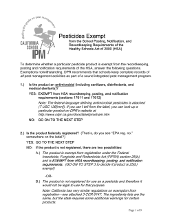 Pesticides Exempt from the School Recordkeeping