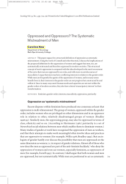 Oppressed and Oppressors? The Systematic Mistreatment of Men