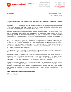 Petromidia Navodari and Vega Ploiesti Refineries will undergo a