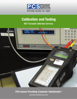Calibration and Testing - Process Control Services