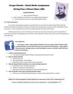 Gregor Mendel &ndash; Social Media Assignment Giving Peas a Chance