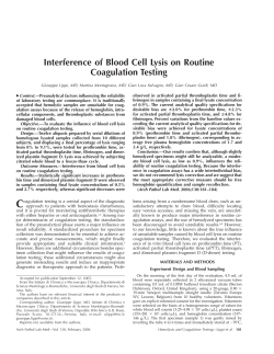 Interference of Blood Cell Lysis on Routine Coagulation Testing