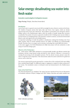 Solar energy: desalinating sea water into fresh water