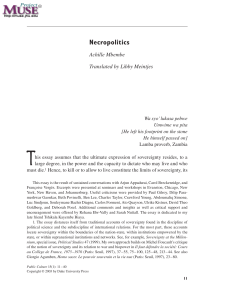 Mbembe &ndash; Necropolitics