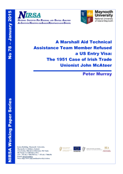 No 7 8 &ndash; Ja nu ary 20 1 5 A Marshall Aid Technical Assistance Team