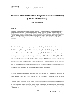 Principles and Powers: How to Interpret Renaissance Philosophy of