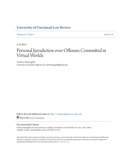 Personal Jurisdiction over Offenses Committed in Virtual Worlds