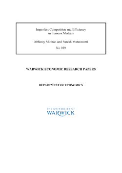 Imperfect Competition and Efficiency in Lemons Markets Abhinay