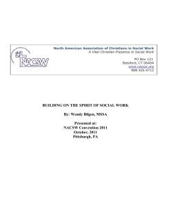 BUILDING ON THE SPIRIT OF SOCIAL WORK By