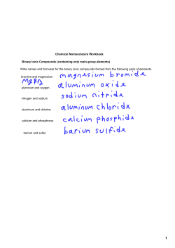 Chemical Nomenclature Workbook aluminum and chlorine calcium
