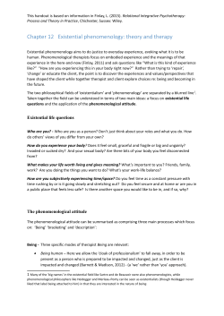 Chapter 12 Existential phenomenology: theory and therapy