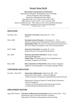Curriculum Vitae - University of Maryland Eastern Shore