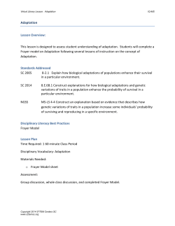 Adaptation Lesson Overview: This lesson is designed to assess