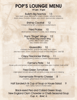 POP`S LOUNGE MENU