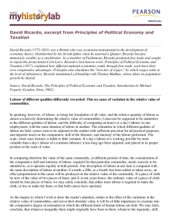 David Ricardo, excerpt from Principles of Political Economy and