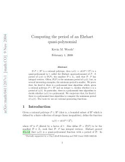 arXiv:math/0411207v1 [math.CO] 9 Nov 2004 Computing the period