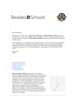 Dear Old Bedalian Scientists, your time has come