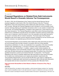 Proposed Regulations on Related-Party Debt Instruments Would