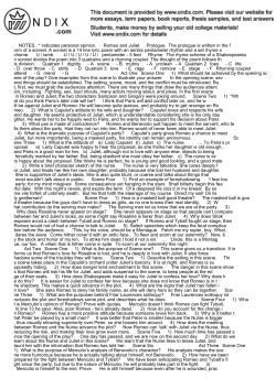 NOTES : * indicates personal opinion. Romeo and Juliet P
