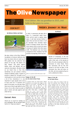 Olive Newspaper Edition 1 &ndash; Jan 2016
