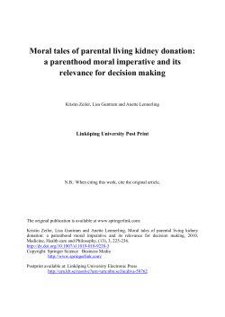 Moral tales of parental living kidney donation: a parenthood
