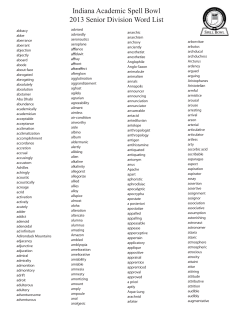 Indiana Academic Spell Bowl 2013 Senior Division Word List