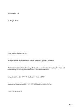 Philip K. Dick - We Can Build You - Description