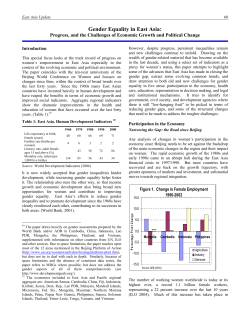 Gender Equality in East Asia