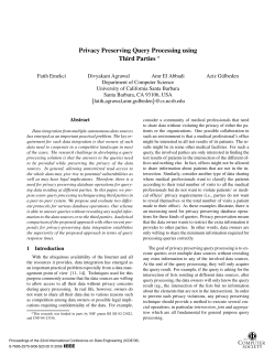 Privacy Preserving Query Processing using Third Parties